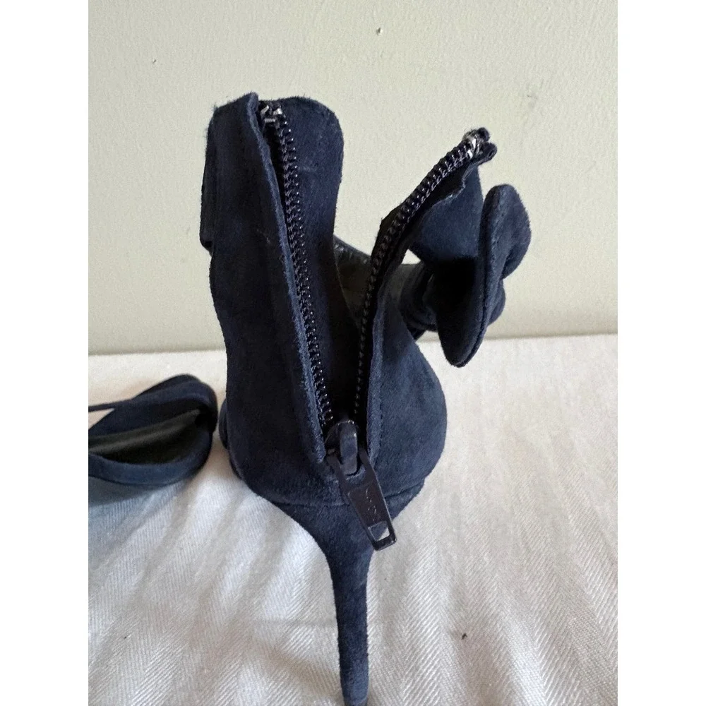 NEW Banana Republic Navy Suede Bow Ankle Strap Stiletto Sandals Heels‎ Size 8